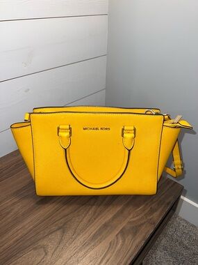 Michael Kors Yellow Saffiano Winged Satchel